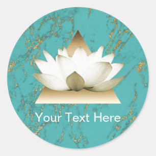 Yoga Gold Lotus Modern Turquoise & Gold Marble Classic Round Sticker