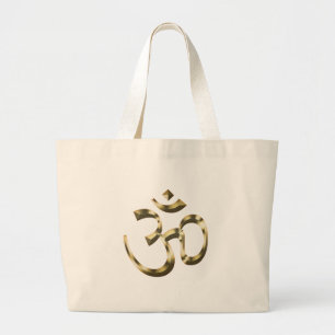 Yoga gold metallic Om Hindu Buddhist Symbol modern Large Tote Bag