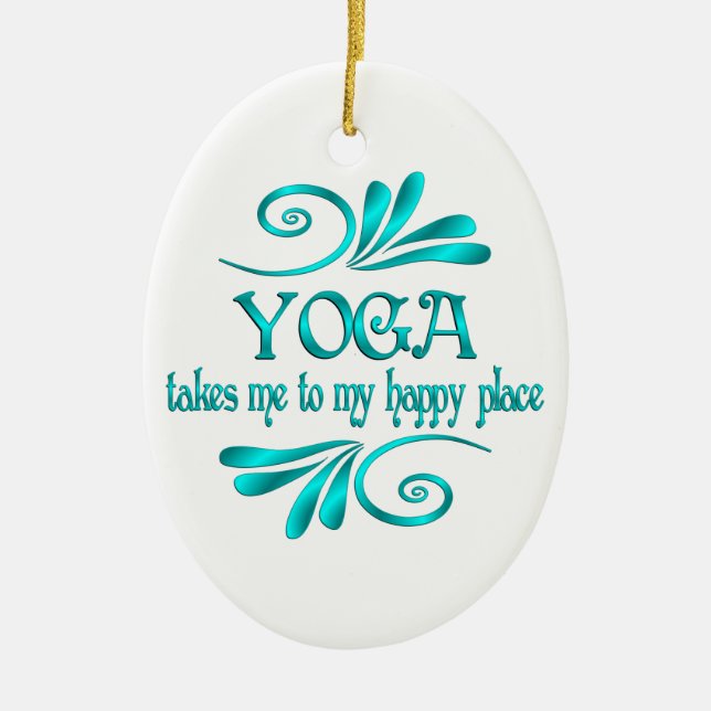 Yoga Happy Place Ceramic Ornament (Front)