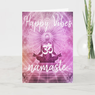Yoga Happy Vibes Namaste OM Greeting Card