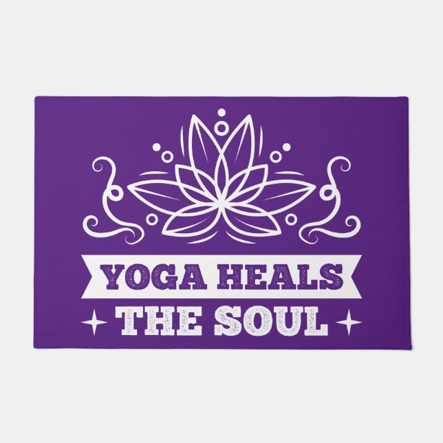Yoga Heals Soul Quote Zen Meditation Namaste Doormat (Front)