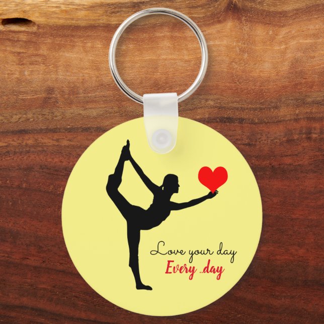 Yoga Heart & Love your day, Every day / Yogini Keychain (Front)