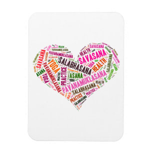 Yoga heart shape words design magnet