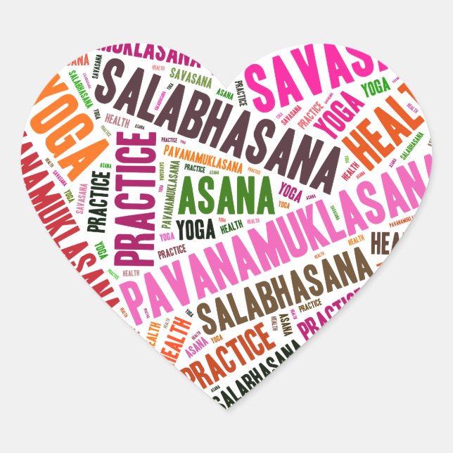 Yoga heart shape words design sticker (Front)
