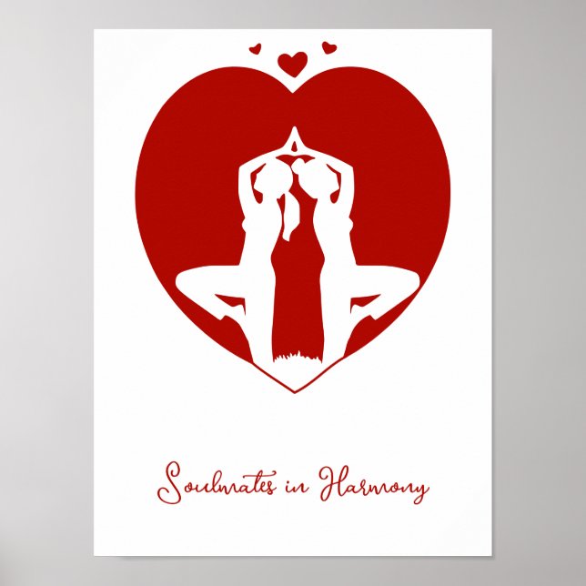 Yoga Heart Silhouette Personalized Poster (Front)