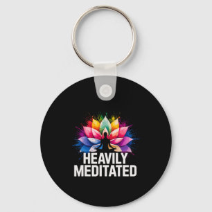 Yoga Heavily Meditated Lotus Flower Watercolor Zen Keychain