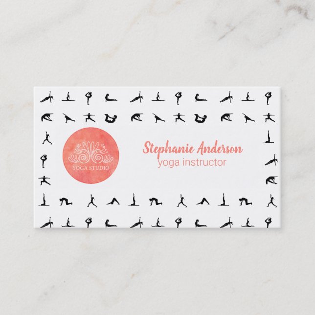 Yoga Icon | Watercolor | Yoga Poses Business Card (Front)