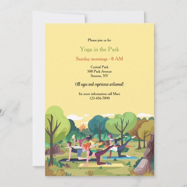 Yoga in the Park Invitation (Front)
