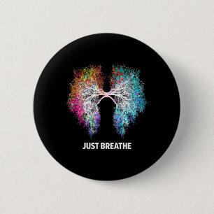 Yoga Inhale Exhale Nature Lung 2 Inch Round Button