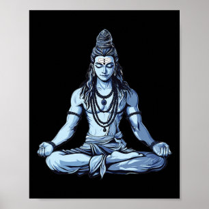 Yoga Inspired Shiva Mahadev Sitting Pose For Hindu Poster