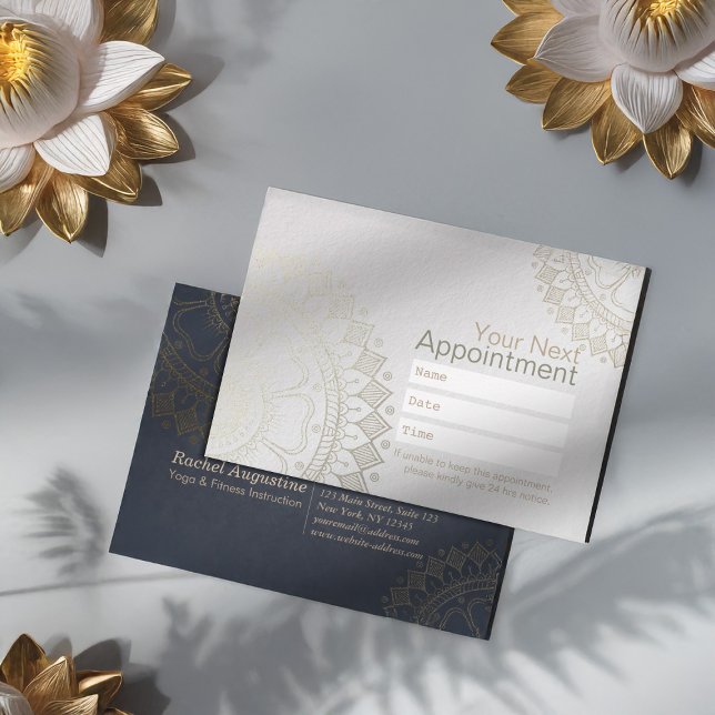 YOGA Instructor Appointment Gold Mandala Navy Blue Card (Creator Uploaded)