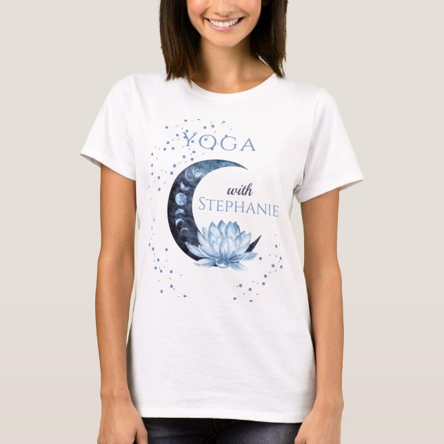 Yoga Instructor Blue Lotus Flower Class T-Shirt (Front)
