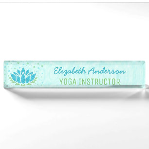 Yoga Instructor   Blue Lotus Flower Zen Meditation Nameplate