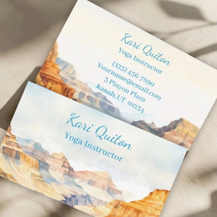 Yoga Instructor Canyon Watercolor Business Card