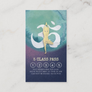 Yoga Instructor Class Pass Meditation Pose OM Sign Loyalty Card