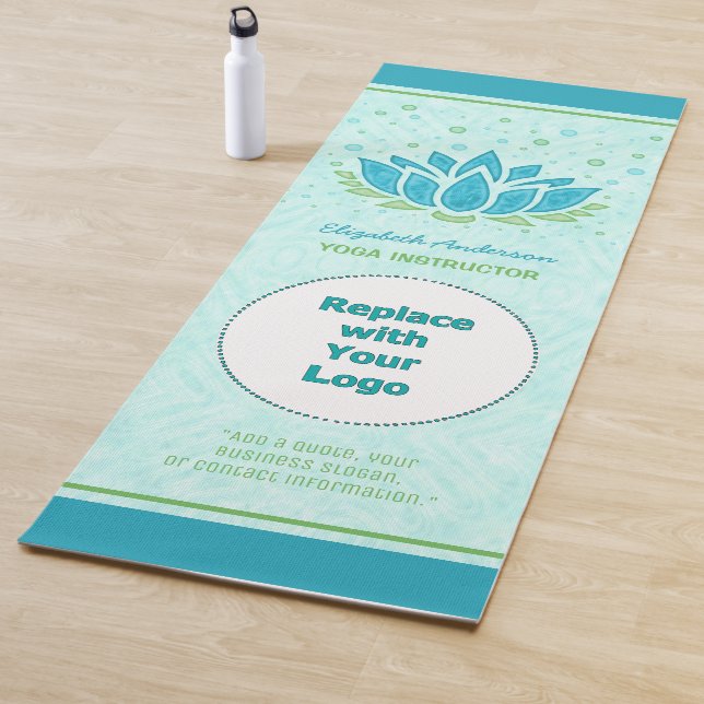 Yoga Instructor Custom Logo Name | Lotus Flower Yoga Mat (In Situ)