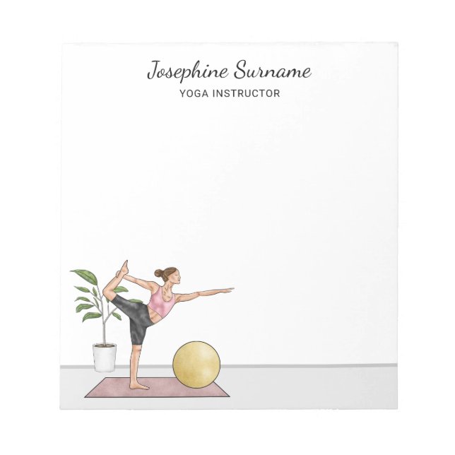 Yoga Instructor Dancer Pose Trainer Custom Name Notepad (Front)