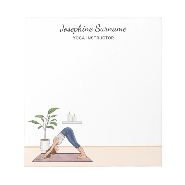 Yoga Instructor Downward Dog Pose Workout Woman Notepad (Front)