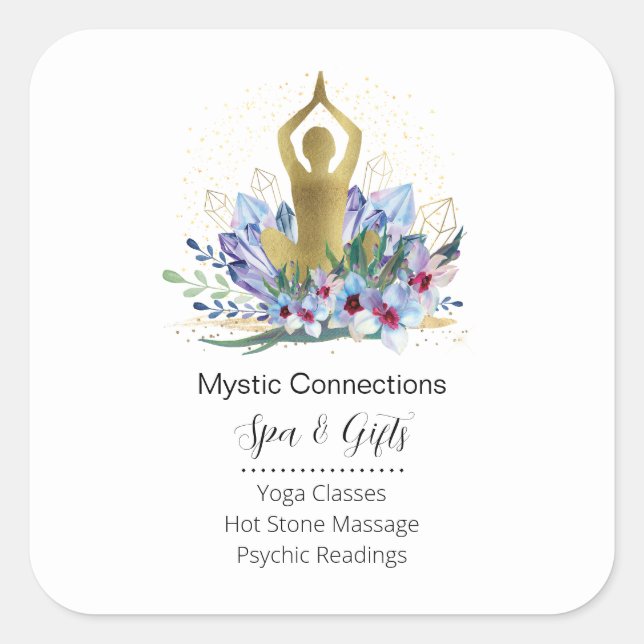 Yoga Instructor Energy Healer Crystals Reiki Spa Square Sticker (Front)
