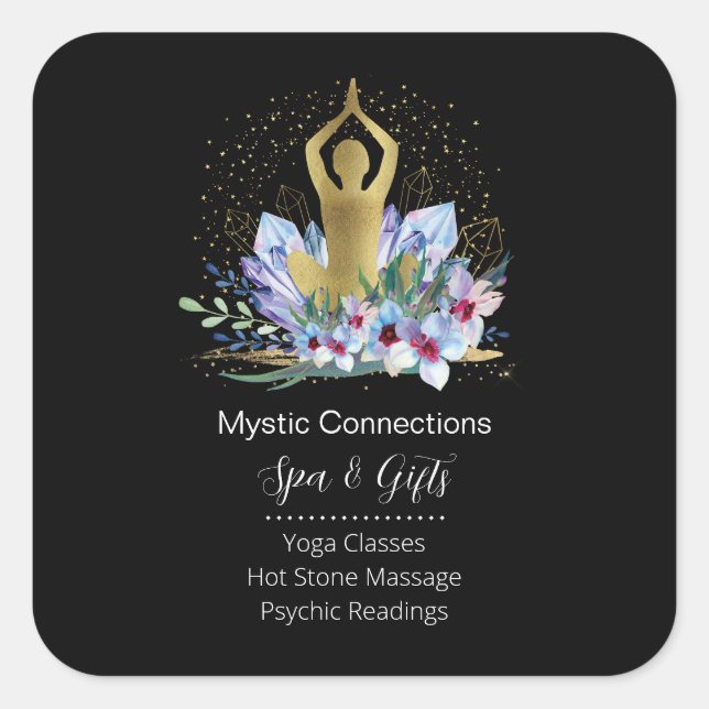 Yoga Instructor Energy Healer Crystals Reiki Spa Square Sticker (Front)