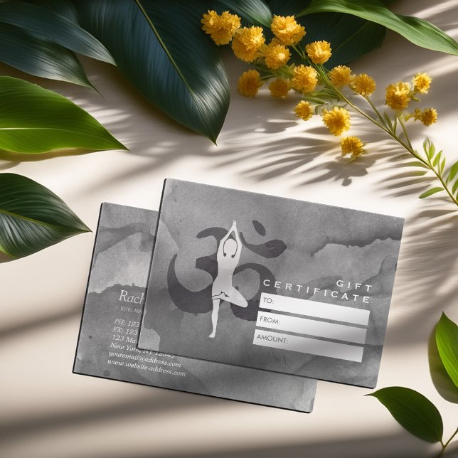 YOGA Instructor Gift Certificate Elegant Om Symbol (Creator Uploaded)
