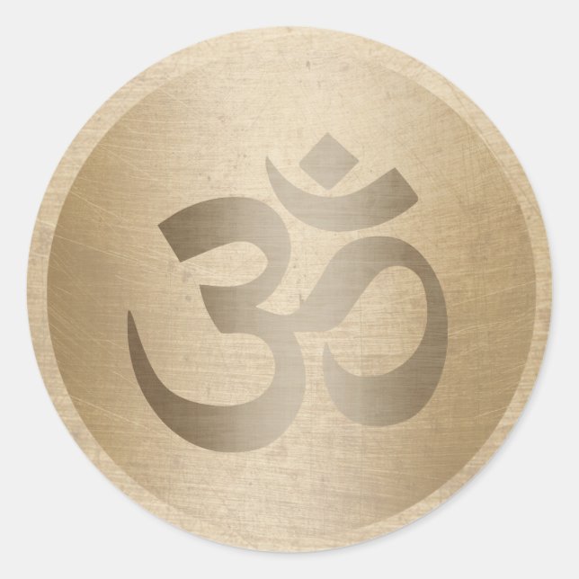 Yoga Instructor Gold Circle Om Symbol Classic Round Sticker (Front)