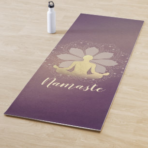 Yoga Instructor Gold Meditation Pose Mandala Sign Yoga Mat
