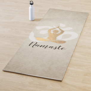 Yoga Instructor Gold Meditation Pose Om Symbol Mat
