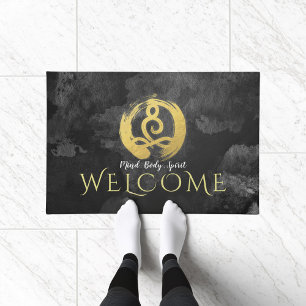 Yoga Instructor Gold Meditation Posture Zen Symbol Doormat