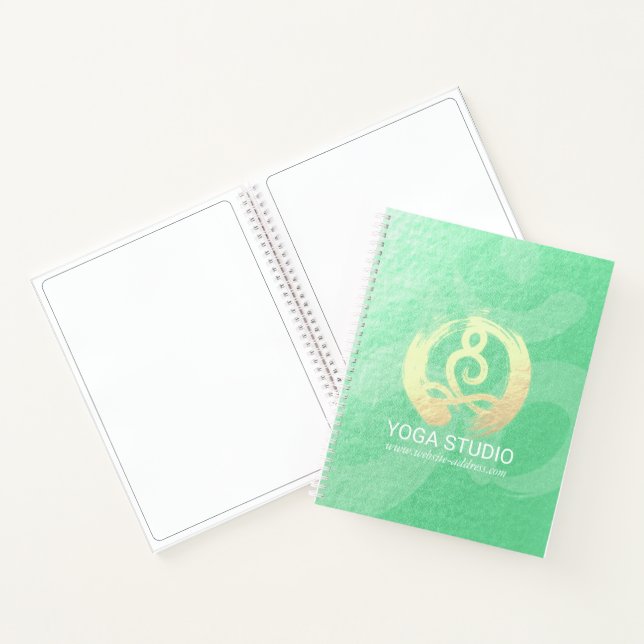 Yoga Instructor Green Gold Meditation Pose ZEN OM Notebook (Inside)