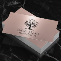 Yoga Instructor Life Coach Tree Logo Rose Gold