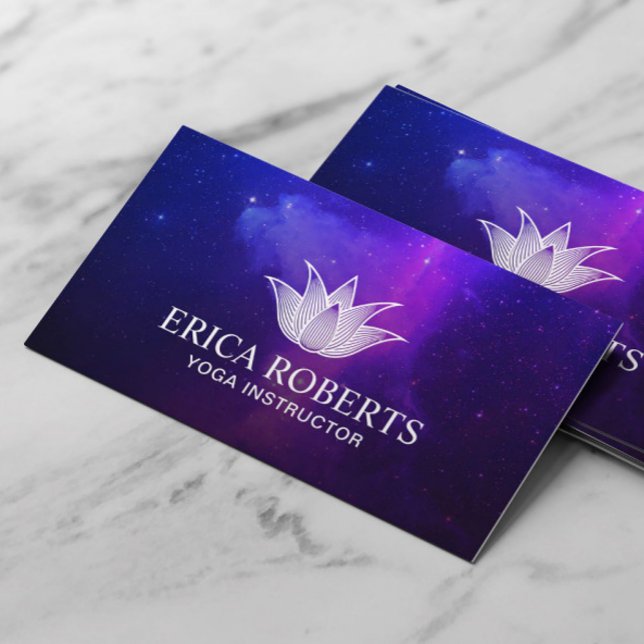 Yoga Instructor Lotus Flower Elegant Galaxy Business Card (Creator Uploaded)