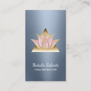 Yoga Instructor Lotus Flower Gold Triangle Business Card