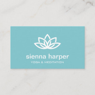 Yoga Instructor Lotus Flower Teal Business Card
