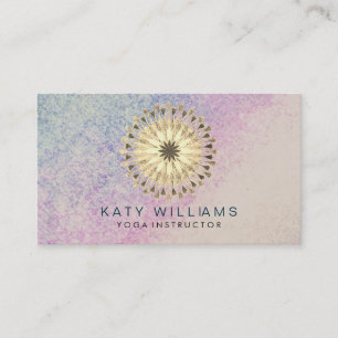 Yoga Instructor Lotus Flower Watercolor Vintage Business Card