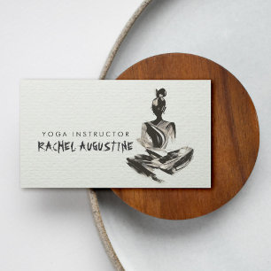 Yoga Instructor Lotus Meditation Pose Brushstrokes Business Card
