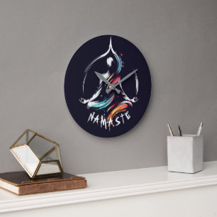 Yoga Instructor Lotus Meditation Pose Brushstrokes Large Clock