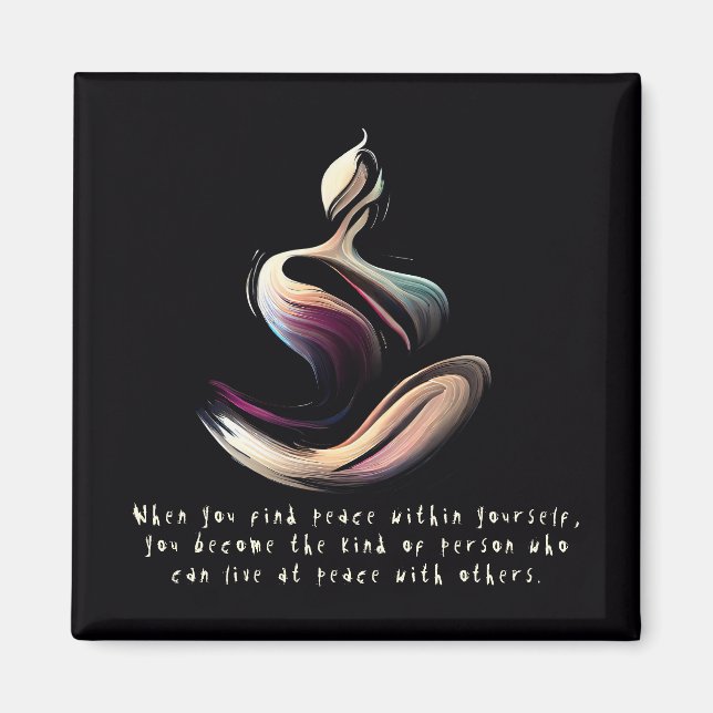 Yoga Instructor Lotus Meditation Pose Brushstrokes Magnet (Front)