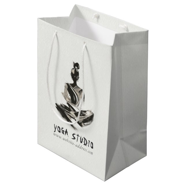 Yoga Instructor Lotus Meditation Pose Brushstrokes Medium Gift Bag (Front Angled)