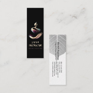 Yoga Instructor Lotus Meditation Pose Brushstrokes Mini Business Card