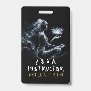 Yoga Instructor Lotus Meditation Pose Glowing Mist Badge
