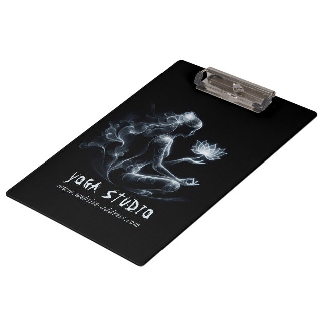 Yoga Instructor Lotus Meditation Pose Glowing Mist Clipboard (Angled)