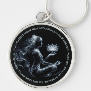 Yoga Instructor Lotus Meditation Pose Glowing Mist Keychain