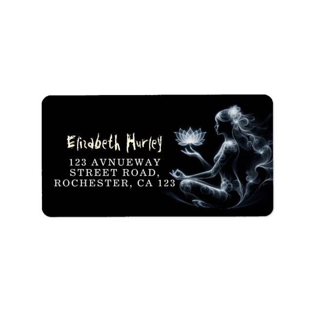 Yoga Instructor Lotus Meditation Pose Glowing Mist Label (Front)