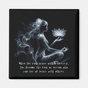 Yoga Instructor Lotus Meditation Pose Glowing Mist Magnet