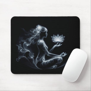 Yoga Instructor Lotus Meditation Pose Glowing Mist Mouse Pad