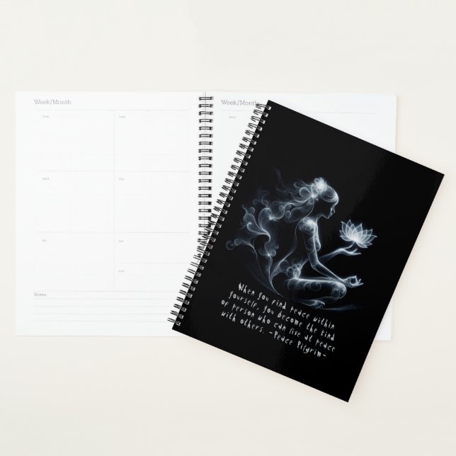 Yoga Instructor Lotus Meditation Pose Glowing Mist Planner (Display)