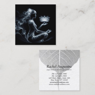 Yoga Instructor Lotus Meditation Pose Glowing Mist Square Business Card