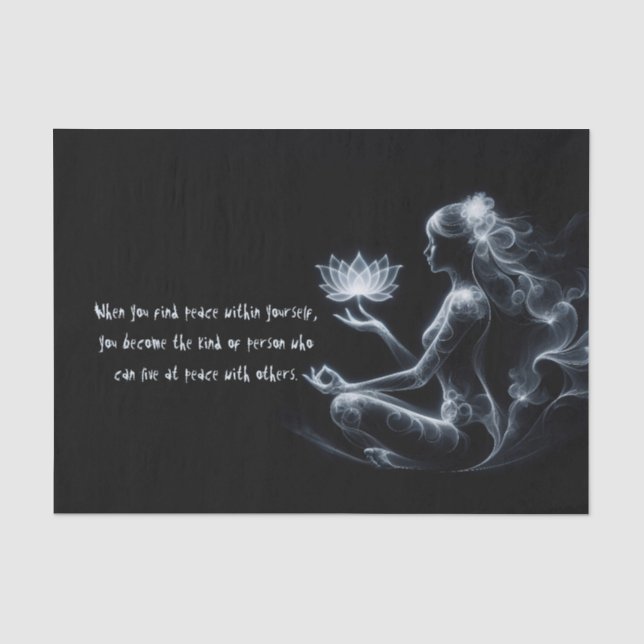 Yoga Instructor Lotus Meditation Pose Glowing Mist Tissue Paper (Front)