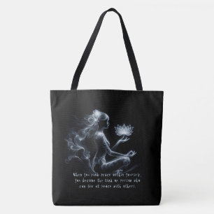 Yoga Instructor Lotus Meditation Pose Glowing Mist Tote Bag